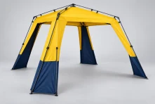 AI-edited reference: Open-sided shelter frame