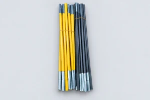 AI-edited reference of segmented tent pole sections with joining sleeves