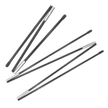 Fiberglass tent support poles with metal joining sleeves